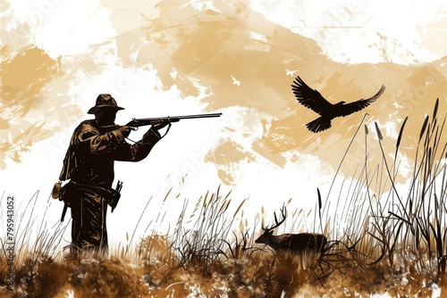 illustration of a man on the hunt