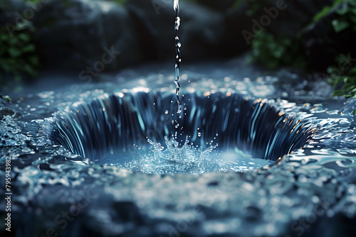 Timeless Waters of the Fountain of Immortality:A 3D Rendering in Minimalist Splendor
