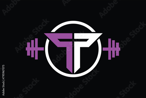 p t p pt tp pp tt sp ps ptp ss spt initial logo design vector symbol graphic idea creative, gym and fitness logo with circle