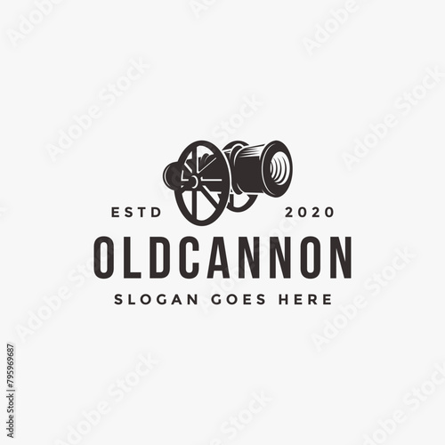 Vintage classic old cannon logo icon vector template on white background