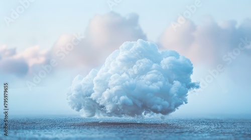 b'Fluffy white cloud floating in a surreal dreamscape'