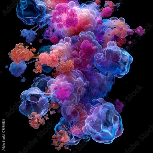 b'Colorful abstract 3D rendering of a nebula or galaxy.'