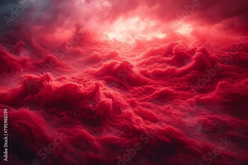 b'Red cloudscape painting'