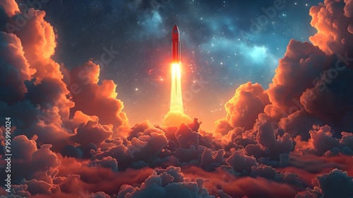 Majestic Rocket Launching into the Expansive Heavens
