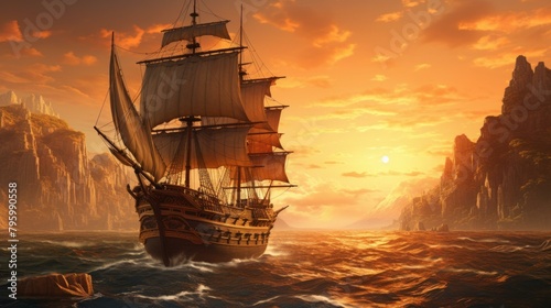 b'The Pirate Ship Sails Towards The Setting Sun'