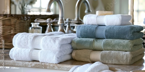 Luxurious, Feng Shui-Inspired Bathroom Towels: Choose luxurious, Feng Shui-inspired bathroom towels in colors that correspond to the desired