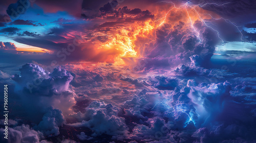 巨大な雲と雷の風景 
