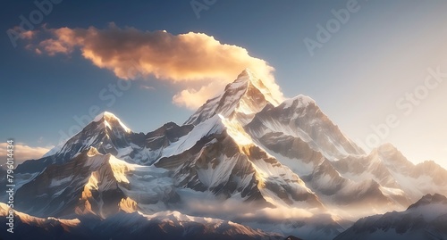 Beautiful landscape of Himalayas mountains at sunset, Nepal.