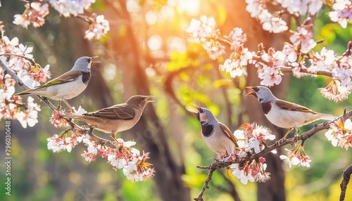 bird on a branch garden, beak, birds, blue tit, greenfinch, warbler