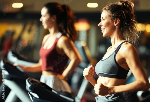 Mujer apuesta realiza ejercicio en gym