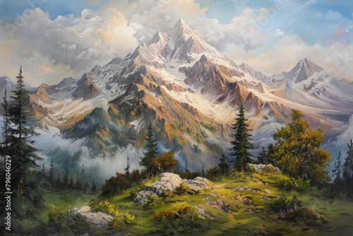 Mountain painting wilderness landscape