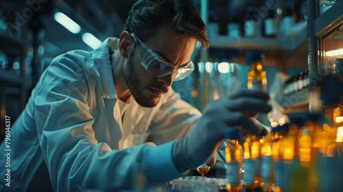 A scientist carefully handling vials of experimental compounds, conducting rigorous testing to ensure safety and efficacy in pharmaceutical development.