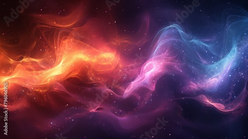 This abstract purple gradient liquid cover template features vibrant graphic colors, holograms, circles, and stars. It is ideal for brochures, flyers, wallpaper, or banners.