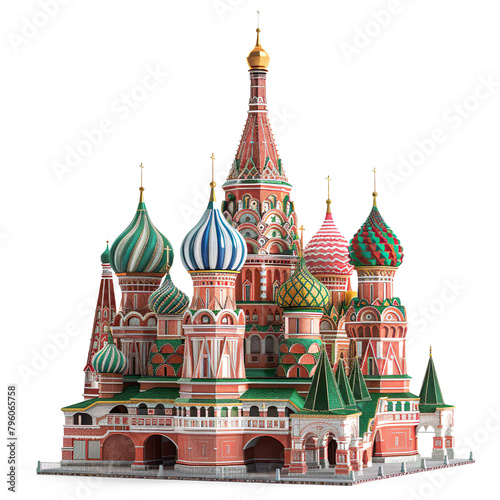 Saint Basil's Cathedral in Moscow isolated on a transparent background 