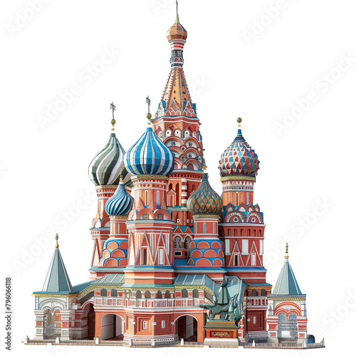 Saint Basil's Cathedral in Moscow isolated on a transparent background 