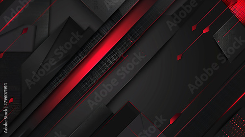 abstract black, red square line Morden technology background.