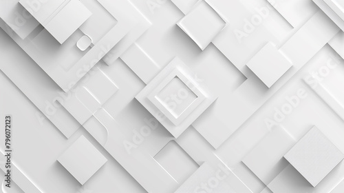 abstract 3d square white technology communication concept background. Random shifted white cube square boxes block background wallpaper banner with copy space.