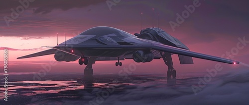 A stealth bomber blending seamlessly with the fading light , Futuristic , Cyberpunk
