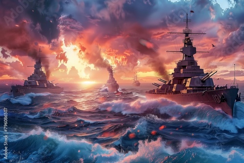 illustration of a warship