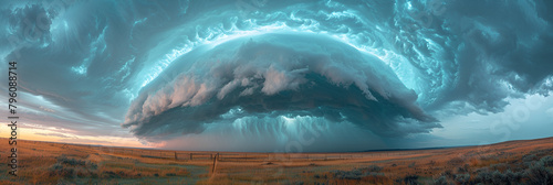 blue sky and clouds, Incredible supercell spinning across Wyoming sky 
