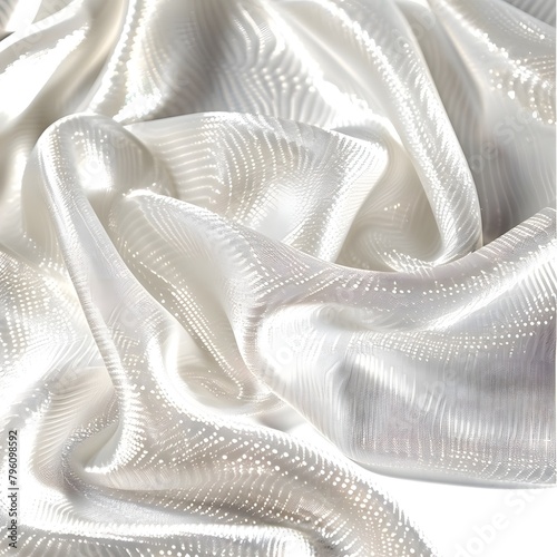 close up of a silk fabric white colour, Shiny Sparkle Foil on Stretch Soft Lightweight Knit Jersey Polyester Spandex Fabric by The Yard