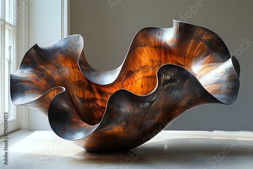 Dynamic Layers: Sculptural Art Piece with Swirling Organic Form