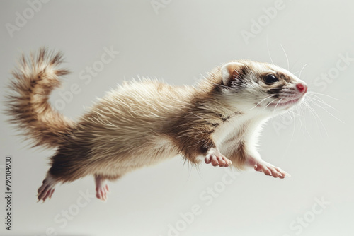 A playful ferret frolicking around