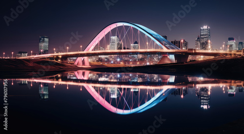 Illuminated Urban Bridge at Twilight
