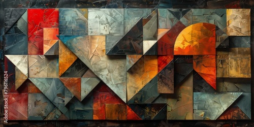 Cubist deconstruction scene comprised of abstracted angular facets and planes