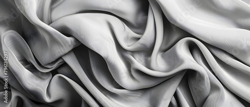 A long piece of fabric with a pattern that is mostly white. The fabric is draped over a surface, and the pattern is very intricate. Scene is elegant and sophisticated