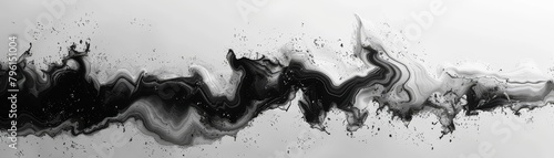 Abstract art showcases fluid marble textures in black and white with high contrast on a large scale