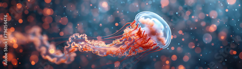 An animated 3D model of a jellyfish propelling itself forward, capturing the pulsating motion of its bell