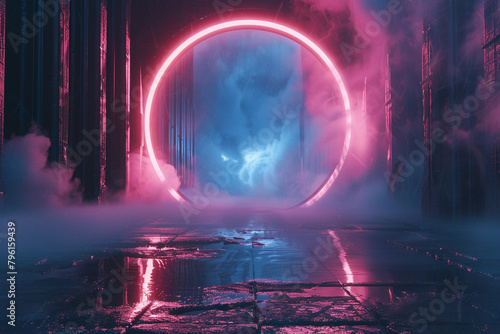 Sci-fi scene of a time-travel portal opening, dynamic lighting, high-concept
