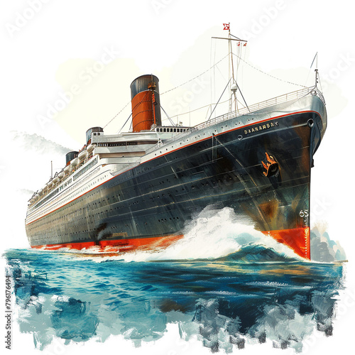 SS Andrea Doria on white background realistic