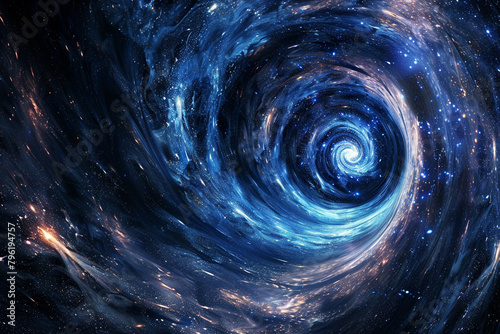 The dynamic swirl of a black hole pulling in cosmic dreams and sci fi visions captured in a stunning visual abstraction