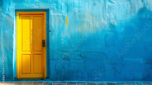 青い壁と黄色いドア