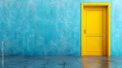 青い壁と黄色いドア 