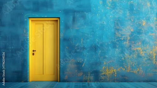 青い壁と黄色いドア