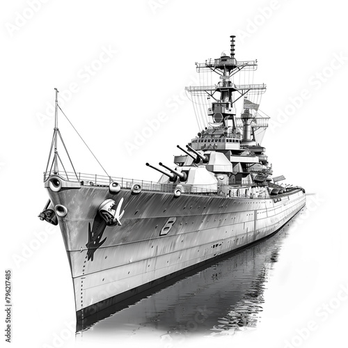 USS Missouri on white background realistic