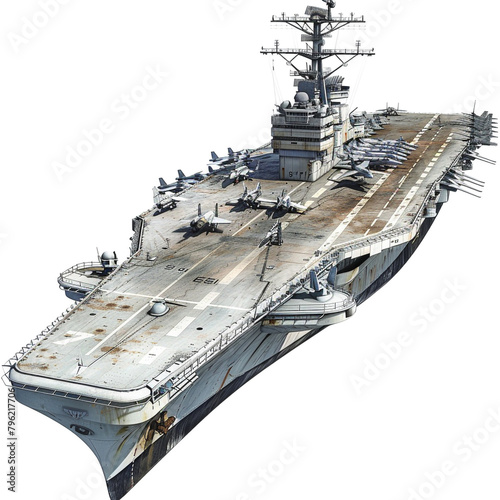 USS Yorktown on white background realistic