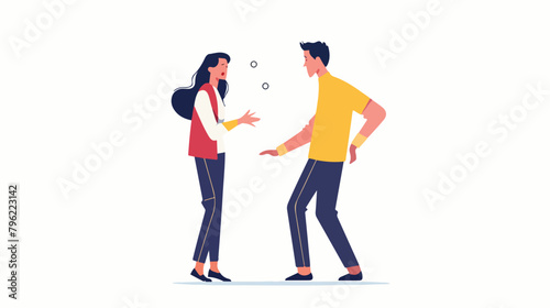 Man and woman quarreling isolated. Vector flat style