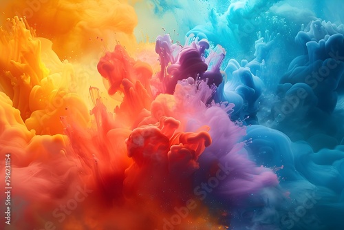 Vibrant Fluid Color Eruptions Capturing the Bursting and Spreading of Dynamic Energy in a Stunning Digital Artwork