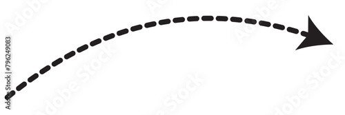 Dashed arrow set. Vector doodle dot line. Thin pointer arrows