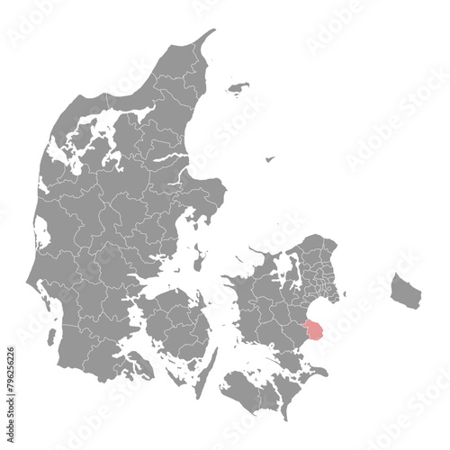 Stevns Municipality map, administrative division of Denmark. Vector illustration.