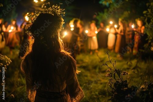 Slavic rituals on Kupala night. Midsummer holiday, early summer holiday, solstice. Lighting a bonfire, fortune telling, weaving wreaths. National celebration