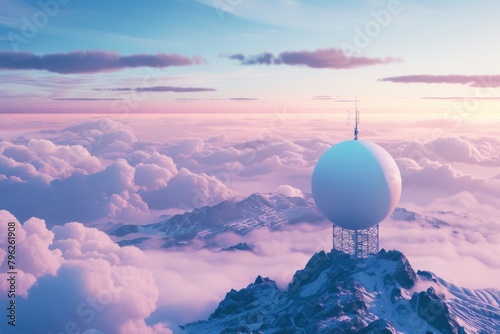 A radio tower standing on a mountain peak. Suitable for technology or communication concepts
