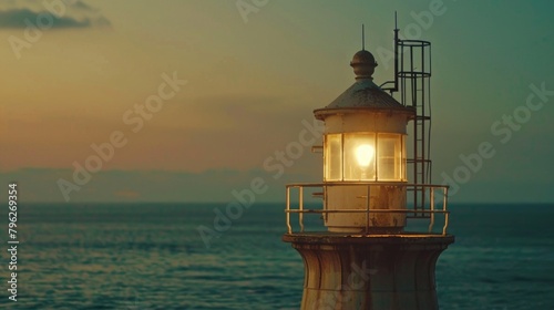 A picturesque lighthouse overlooking the ocean. Perfect for travel websites or coastal themed designs