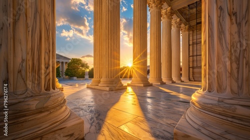 Justice at Dawn: Marvelous View of the Supreme Court Building with Greek Architecture