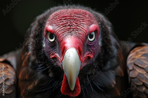 Portrait of North Carolina Turkey Vulture - Bird of Prey with Red Head and Carrion Lifestyle 