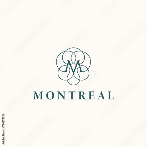 luxury elegant vintage montreal letter m logo vector for drink restaurant business brand
